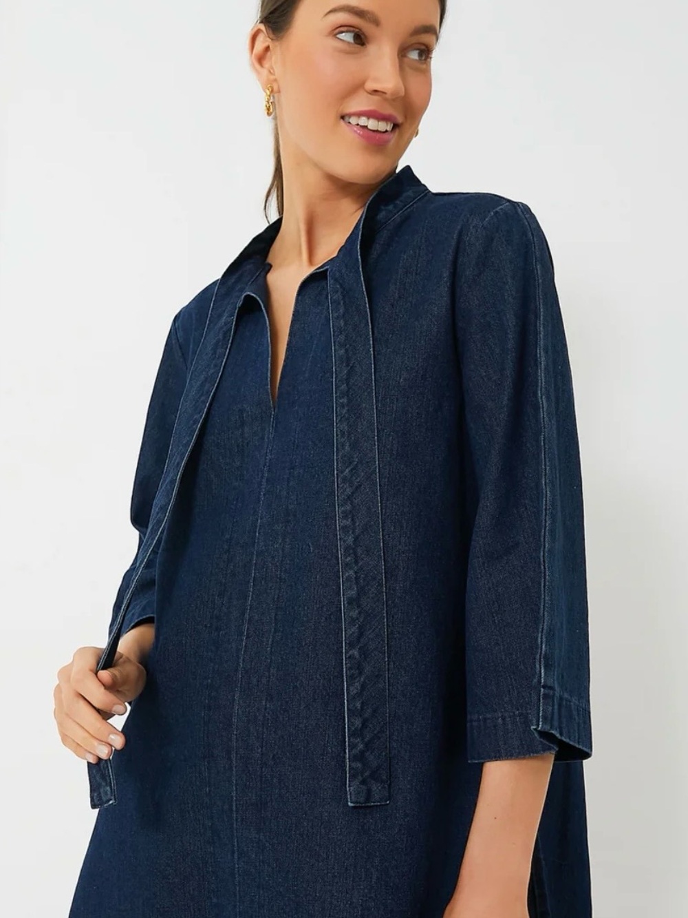 Pomander Place Dark Blue Denim Midi Dress